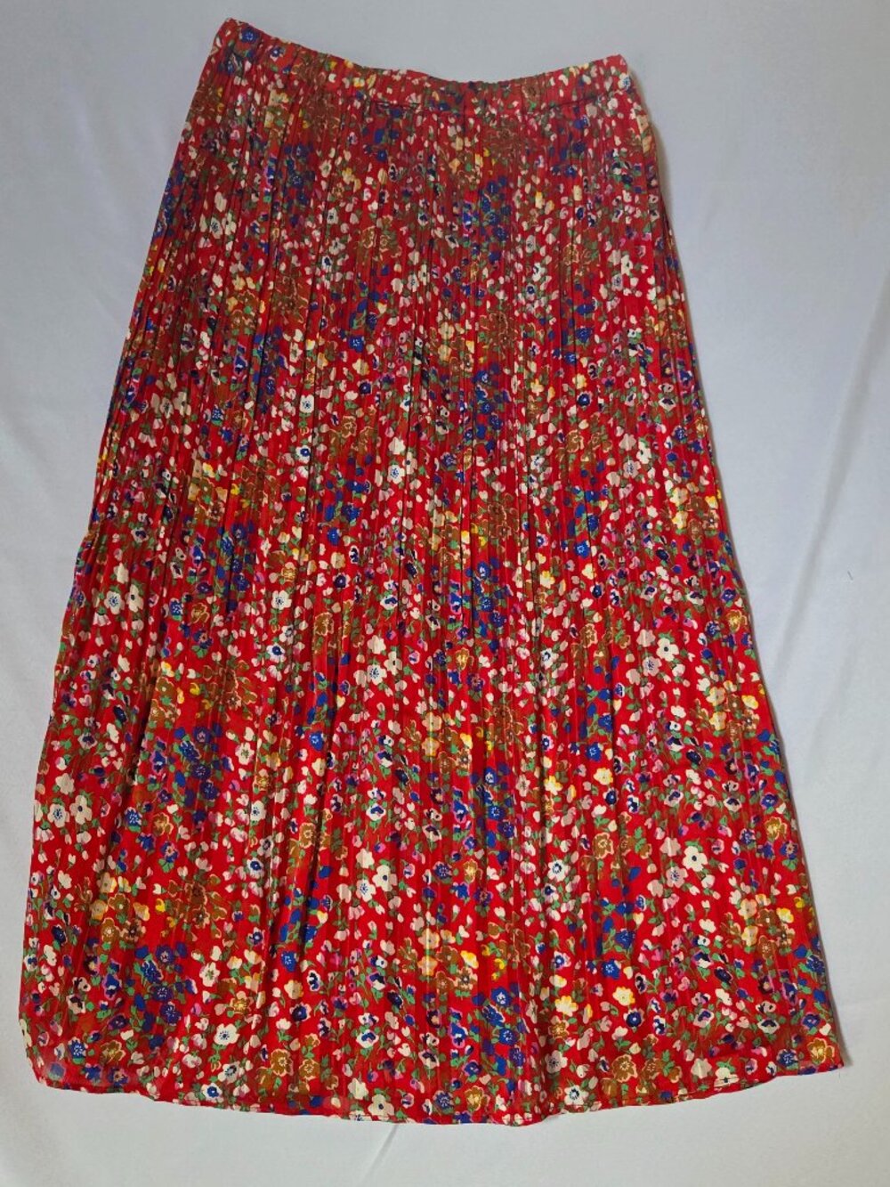 Rachel Zoe Red Floral Pleated Maxi Skirt — Size S